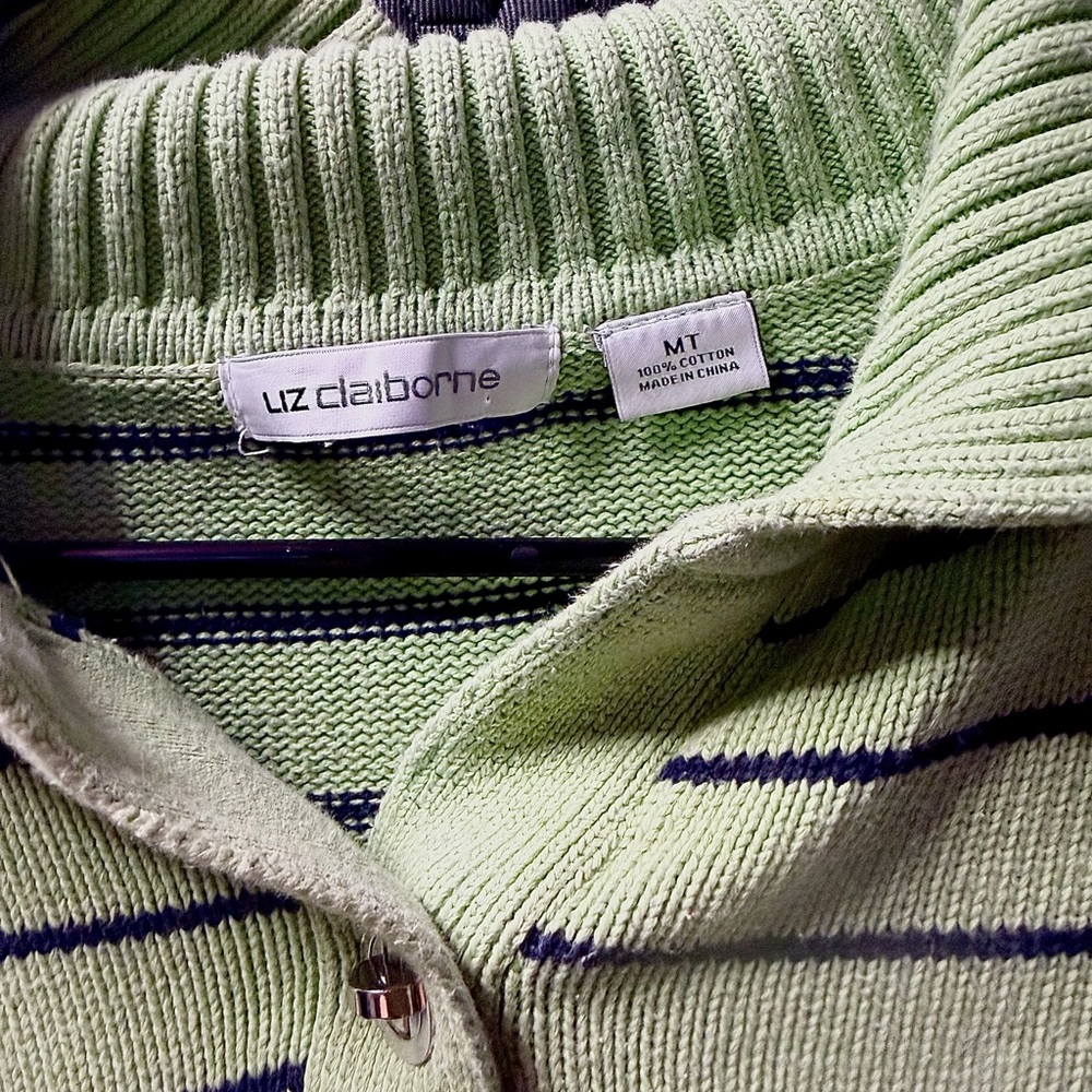 Vintage green striped collared sweater - Picture 2 of 3